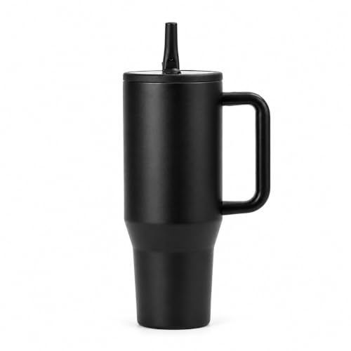 Image of Stainless Steel 1200 ml Vacuum Tumbler with Lid & Straw - Double‑Wall Insulated Cup for Travel, Gym & Office - Keeps Beverages Hot or Cold - 1.2 L Capacity (Black)