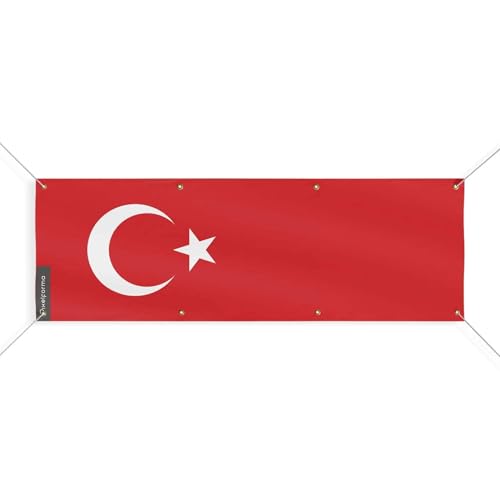 Drapeau de la Turquie 8 oeillets en taille L finition haut de gamme pour extérieur