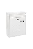 buzon plastico blanco PARA CORREO DIN A4 Y REVISTAS: buzón de correos con capacidad para correo tamaño DIN A4; caben en posición vertical revistas, catálogos y hojas A4 sin doblar.