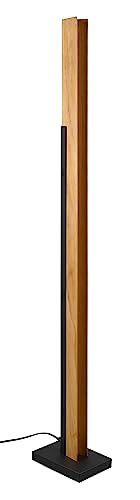 Trio Leuchten LED Stehleuchte Kerala 441610132, Metall Schwarz matt, Holz naturbelassen, inkl. 16 Watt LED, Switch Dimmer