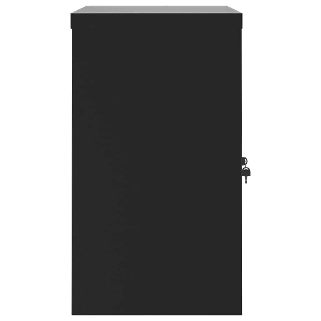 Armadio portadocumenti nero, 90 x 40 x 70 cm, in acciaio, richiudibile con 1 ripiano, armadio da ufficio per cartelle, documenti e carta, ideale per ufficio, studio, home office e archivio
