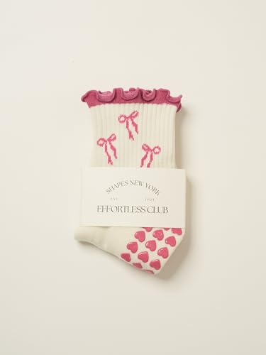 Image of Shapes Studio Half Calf Grip Socks, Cute Fruit Pilates Socks, Ruffle Socks, Non-Slip for Barre Yoga