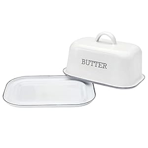Suwimutenamelbutterdishwithlidfarmhousewhitebutterdishvintageblackrimenamelwarebuttercontainerwithcoverenameledsteelbutterkeeperbutterstickholderforcountertopkitchendecor Urban Country Home Decor Suwimut enamel butter dish with lid farmhouse white butter dish vintage black rim enamelware butter container with cover enameled steel butter keeper butter stick holder for countertop kitchen decor urban country home decor