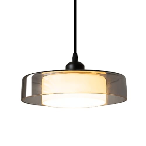 WOLWES Nordic Modern Style Hanging Light,E27 Light Source Chandelier,Creative Hat-shaped Glass Pendant Lamp Lampshade,Office Living Room Hotel Decorative Lighting Fixtures