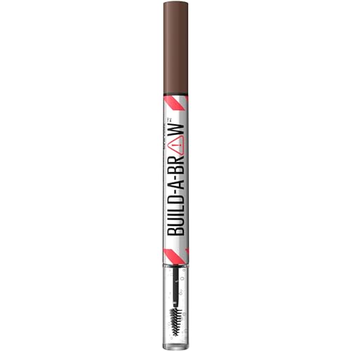 Image of Maybelline Build-A-Brow 2-in-1 Brow Pen and Sealing Eyebrow Gel, Eyebrow Makeup for Real-Looking, Fuller Brows, Medium Brown, 1 Count