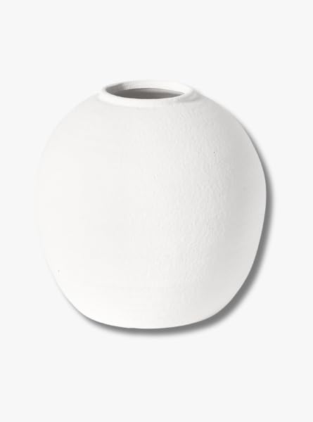 Jarrón moderno de cristal, jarrón de hormigón redondo texturizado en negro o blanco, disponible en tamaños medianos y grandes, acento decorativo para arreglos florales y decoración del hogar (blanco