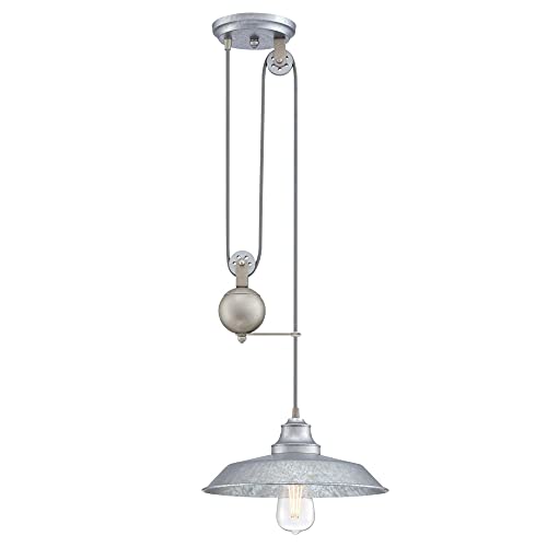 Westinghouse 6117000 Iron Hill Vintage-Style One-Light Indoor Pulley Pendant Light,