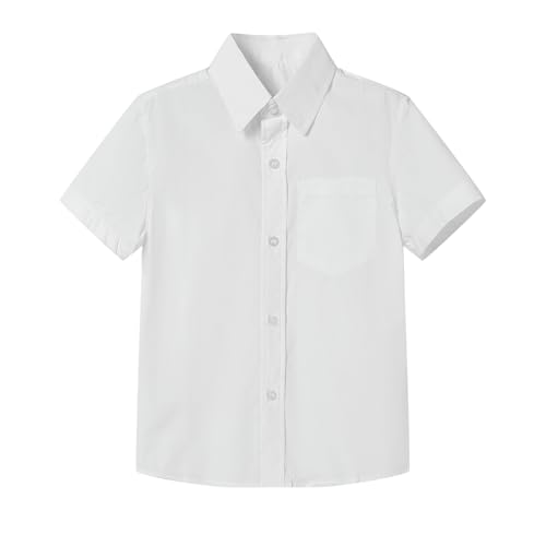 Mud Kingdom Boys White Dress Shirts Button Down Top with Short Sleeve Summer