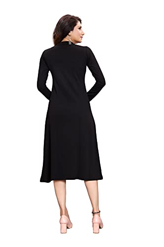 Image of LONDON BELLY Women's Poly Cotton Maxi Dress with 3 /4 Sleeves Round Boat Neck Striped Pattern Regular Fit and Calf Length | Womens Maxi Dress Cotton | Stylish Trending Dresses for Woman