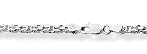 Miabella Solid 925 Sterling Silver Italian 3mm Square Byzantine Link Chain Necklace for Women Men, 925 Handmade in Italy3
