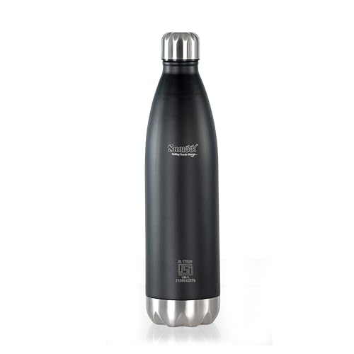 Image of Sumeet Thermo1000 ISI Certified Stainless Steel Hot & Cold Double Walled Leak Proof Vacuum Flask /Water Bottle for Office /School /College /Gym /Picnic /Home /Trekking- 1000ml, Black