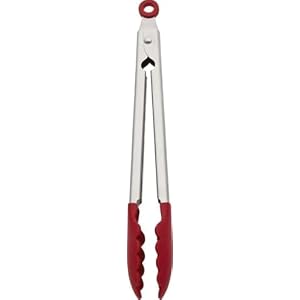 KitchenAid Silicone Stainless Steel Tongs, 12 Inch, Red
