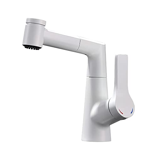 Robinet de lavabo avec pulvérisateur extractible et mitigeur rotatif en laiton de salle de bain - 2