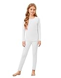 Arshiner Thermounterwäsche Mädchen Thermooberteile Weiß Thermounterteile Kinder Pyjama-Set Sport Fleece Thermowäsche 160/11-12 Jahre