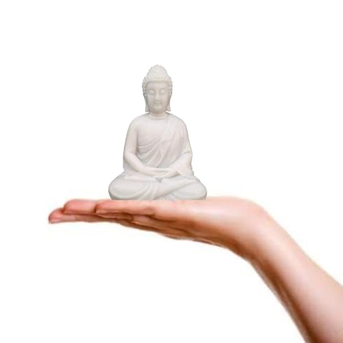 Image of New Handcrafted Dhyan Buddha Statue Aquarium Pond Fountains and Water or Fish Tank Meditation Buddha Statue Lord Figurine Idol Gift Items (White)