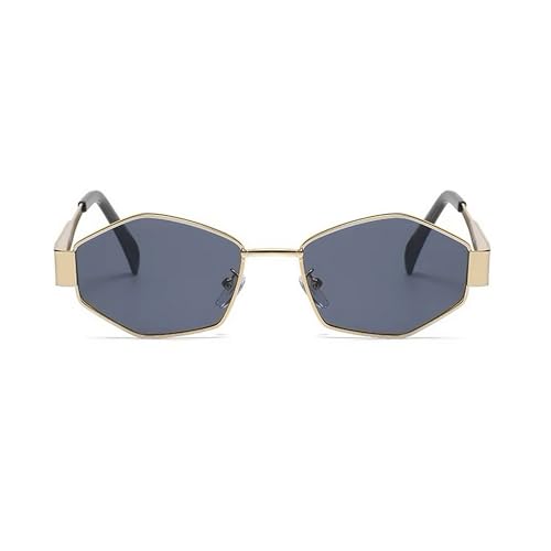 Image of Dervin Fashionable Retro Hexagonal Sunglasses for Women & Men | Trendy, Stylish & Classic 90s Vintage Style | UV400 Protection & Durable Metal Frame