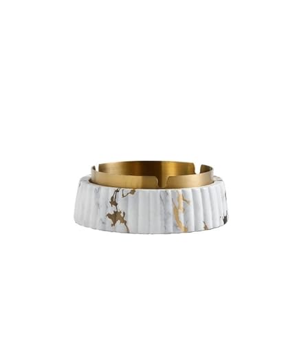 GUHPZA Cenicero para Fumadores, cenicero de Mesa de mármol, cenicero de cerámica de Acero Inoxidable para Patio, Oficina, Restaurante, Bar, Blanc-M