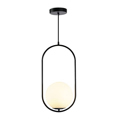 Kco Lighting Modern Frosted Glass Pendant Light Black Adjustable 1 Light Globe Hanging Light Spherical Pendant Lighting For Kitchen Island Living Room Bedroom Beside #TOP28