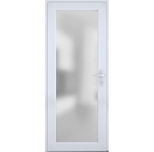 VDOMDOORS Front Exterior Prehung Fiberglass Door Frosted Glass/Manux 8102 White Silk/Entrance Patio...