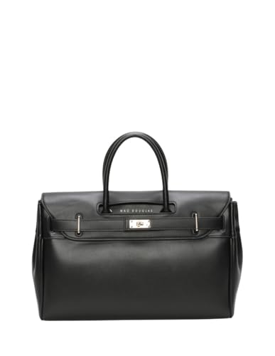 MAC DOUGLAS - Sac à Main Noir - Le Pyla de la Collection Meryl - CS01 - Taille S : 40,5 x 26 x 17,5 cm - Cadenas Décoratif et son Pendentif Clé - 3 poches intérieure...