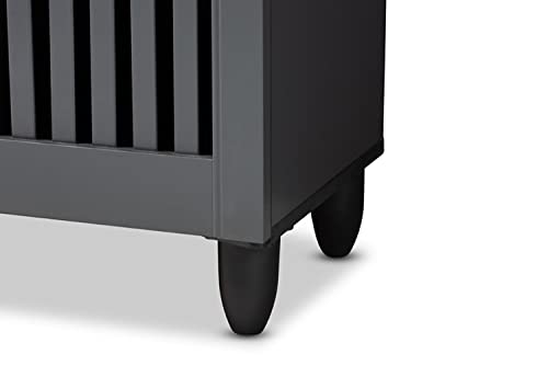 Baxton Studio Fernanda Modern And Contemporary Dark Gray 3-Door Wooden Entryway Shoe Storage Wide Cabinet #TOP6