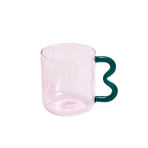 YIHANSS Copa de lentes de orejas coloridas tazas de café simples hechas a mano para tazas de agua caliente bebidas de regalo de 300 ml para amigos, amantes, (rosa)