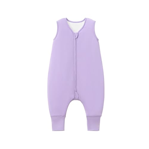 Image of Baby /Toddler Sleep Sack with Legs, Rayon from Bamboo 95% + 5% Spandex, 1.0 TOG, 2‑Way Zipper Sleeping Bag, Walker‑Friendly 6-12M Purple