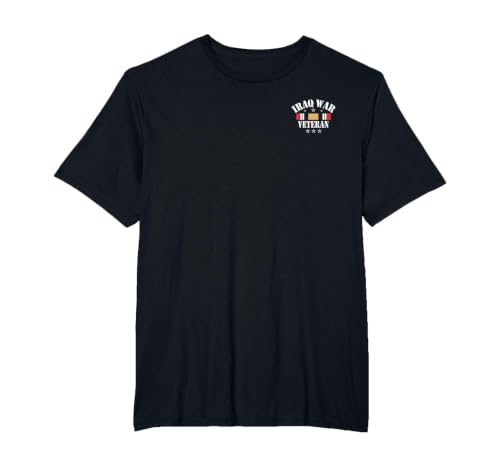 Iraq Veteran T-Shirt Iraq War Service Distressed Patriotic T-Shirt, Men's Big and Tall, Black, 6X Tall