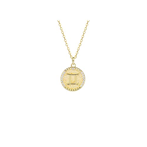 Collier Signe Du Zodiaque en or pour homme et femme chaîne de clavicule style médaille ronde