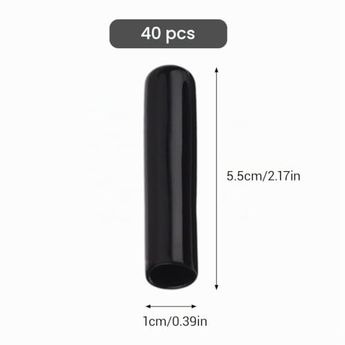 ELNX Lot de 40 Bouchons Anti-poussière pour Bec verseur, 5,5 cm, Capuchons en Plastique pour liqueurs, huiles et becs verseurs Coniques (Noir, diamètre 1 cm) – vue 2