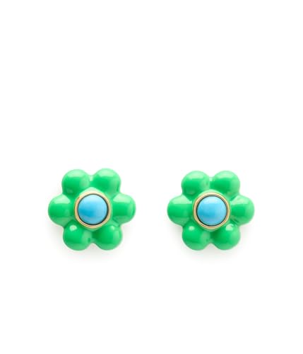 Studs pétale en laiton pierre reconstituée et zircone cubique