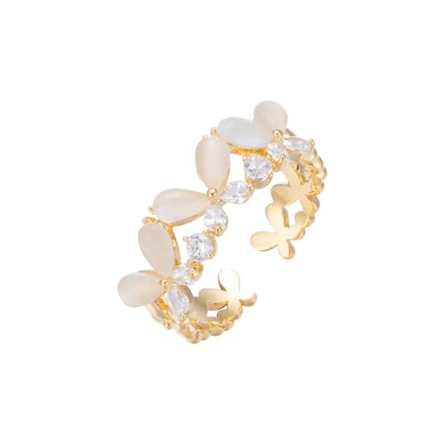 Kokoma Dainty Butterfly Ring for Women CZ Crystal Open Statement Ring Promise Engagement Wedding Rings Adjustable Finger Band Fashion Jewelry