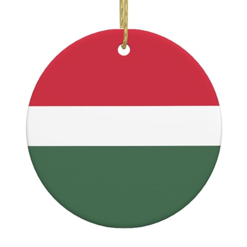 Flag of Hungary Round Christmas Ceramic Hanging Decoration &acirc;&euro;&ldquo; Suitable for...