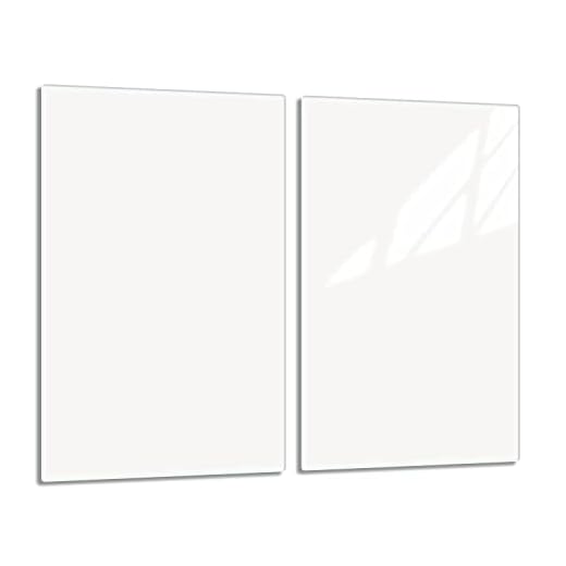 TMK - Placa protectora de vitrocerámica 30 x 52 cm 2 piezas cocina eléctrica universal para inducción protección contra salpicaduras tabla de cortar de vidrio templado como decoración, blanco