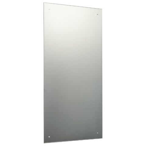 90 x 45cm Rectangle Bathroom Mirror with Drilled Holes & Chrome Cap Wall Hanging Fixing Kit Cover