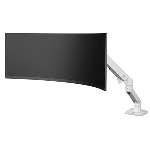 Image of Ergotron - HX VHD Premium Heavy Duty Gaming Monitor Arm, Single Monitor Desk Mount - for 1000R Curved Ultrawide Monitors Up to 57 Inches, 9-14 Inches Depth, VESA 75x75mm or 100x100mm - White
