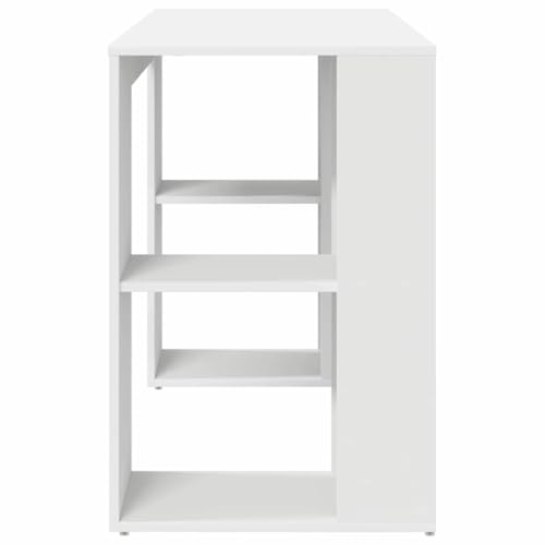 Bureau informatique blanc 130x50 cm avec étagères de rangement intégrées