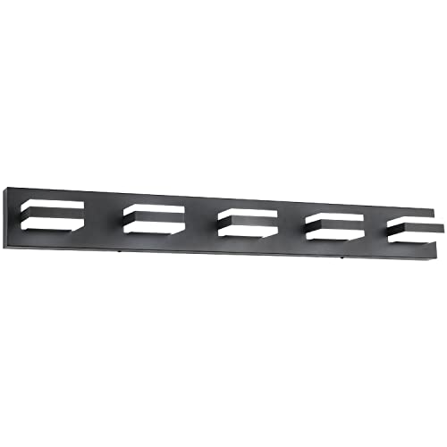 Image of SOLFART Black 5 Light Bathroom Vanity Lights Over Mirror LED Modern Vanity Lights for Bathroom 5 Lights ETL Listed