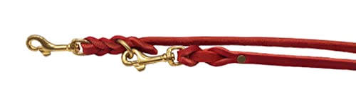 Hundeleine Fettleder Messing kleine Hunde/große Hunde 2m / 2,40m / 2,80m / 3,50m / 5m Doppelleine verstellbar (2m X 8mm, Rot)