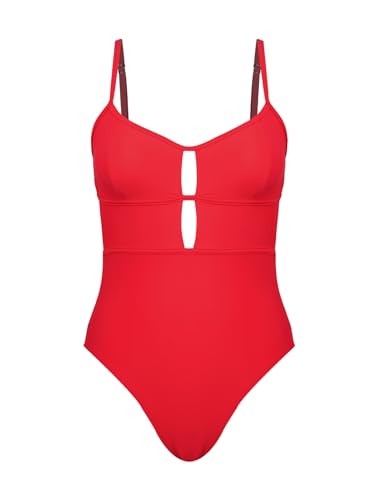 Image of CUPSHE Women's Scoop Neck One Piece Cutout Monokini Swimsuit | Back Self Tie,Soft Removable Cups,Adjustable Straps ,Flattering Bathing Suit For Vacation And Beach