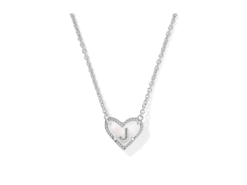 Kendra Scott Womens Heart Letter J Short Pendant Necklace Silver Ivory Mother Of Pearl One Size One Size