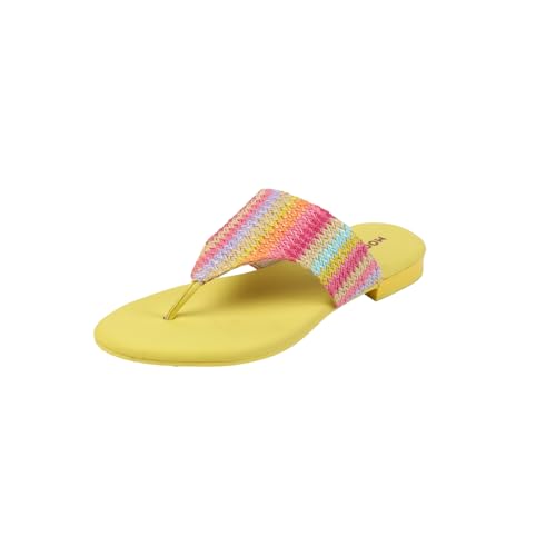 Image of Mochi Women's Colorful Zigzag Woven Strap Sandals