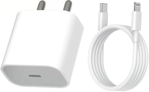 Image of 20W Fast Charger Adapter Compatible With Apple iPhone 14 /14 Plus Pro Max /13 Pro Max /13 Mini /11 /12 /X Series Type C Pd 2.0 Wall Charger With Data Cable With 6 Months Warranty-Charger+Cable,White
