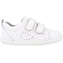 Bobux Step Up Grass Court Sneakers White Leather Kids Shoes with Adjustable Straps