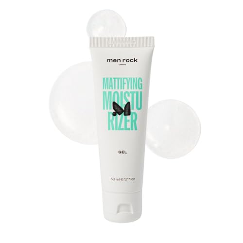 Men Rock Mattifying Gel Moisturizer for Men – Oil Control, Hydrating Face Cream with Niacinamide, Salicylic Acid & Natural Plant Extracts – Vegan, Suitable for Oily Skin – 50ml