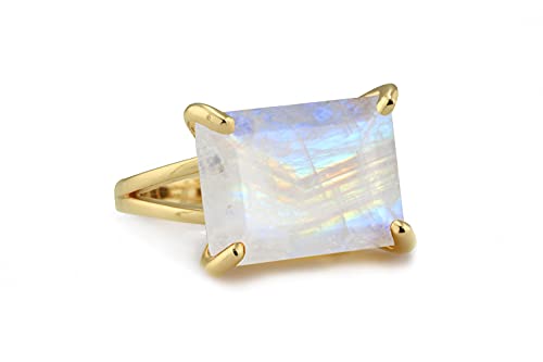 Auffälliger Mondstein in 925 Sterling Silber - Mode, Statement, Bohème-Schmuck - Individuelle Edelstein Mondstein Ringe für Frauen - Elegantes Juni Geburtsstein Geschenk für Sie - mit Schmuck-Box - Image 8