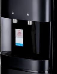 Close-up of the touchless dispense area with spouts and sensors