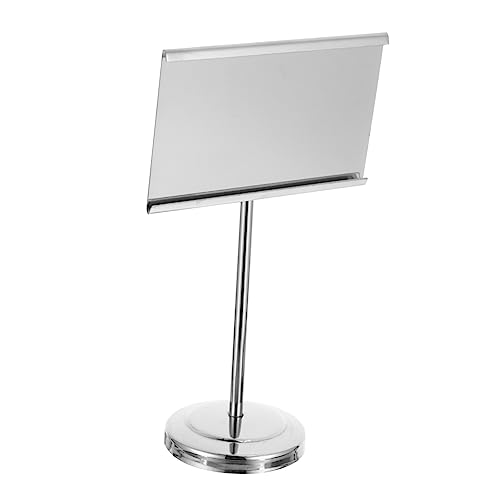 MOLUCKFU 1pc Business Card Holder Table Decor Picture Frame Holder Stand Meal Holder Name Place Card Holder Wedding Table Numbers Place Name Holders Desktop Stand Stainless Steel Silver