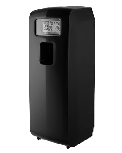 Programmable Commercial Air Freshener for Businesses or Home Black LCD Automatic Bathroom Air Freshener Spray Dispenser- Schedule by Day, Time Period, Spray Frequency- Plus Days to Refill Countdown