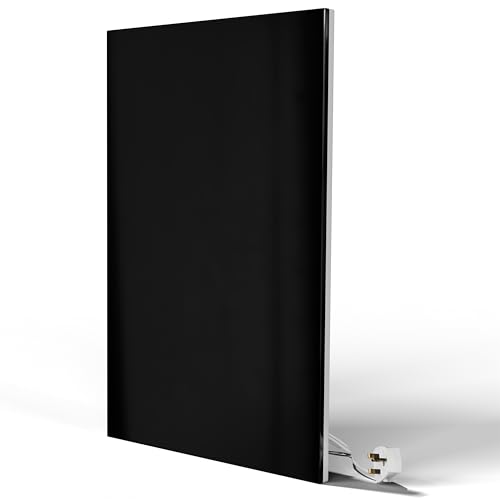 Radi8 Industries Far Infrared Electric Panel Heater | Rectangular Black Glass, Low Energy Wall Mounted, Without Wifi/Remote/Thermostat, (1200×600×12) 700w (220-240V/50Hz), UK-Brand